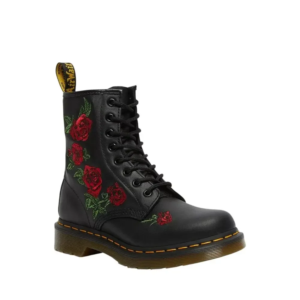 Dr. Doc Martens Air Wait 1460 Vonda Floral Leather Lace Up Boots Wmn 9 Roses New